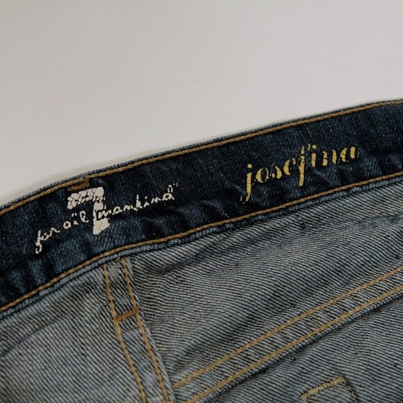 7 For All Mankind Josefina Distressed Mid Rise Straight Leg Jeans - Picture 12 of 15